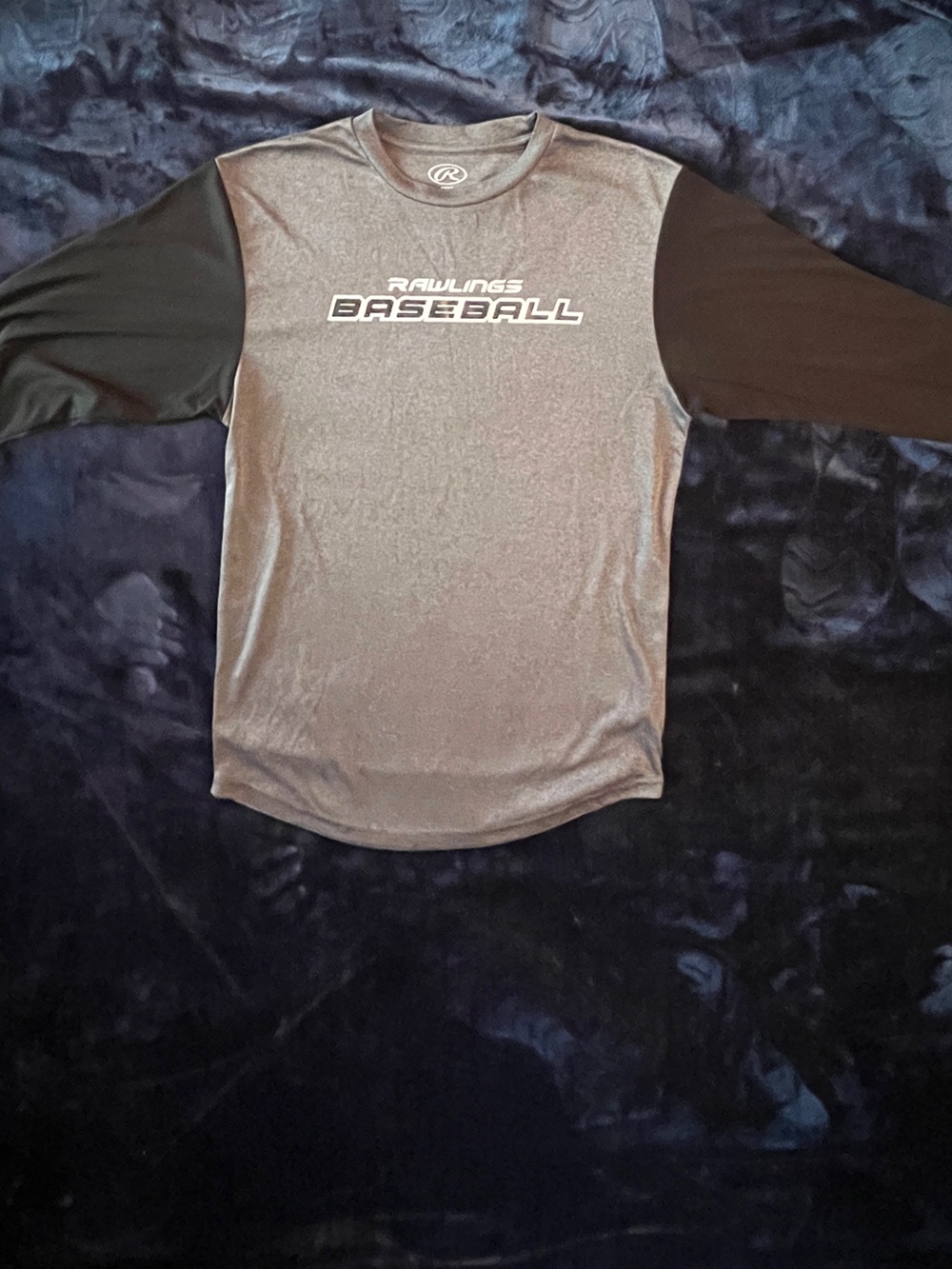 Rawlings Black Sleeved Gray Baseball Long Sleeve Tee
